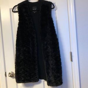 Me Jane, Black Faux Fur Vest, Size Small